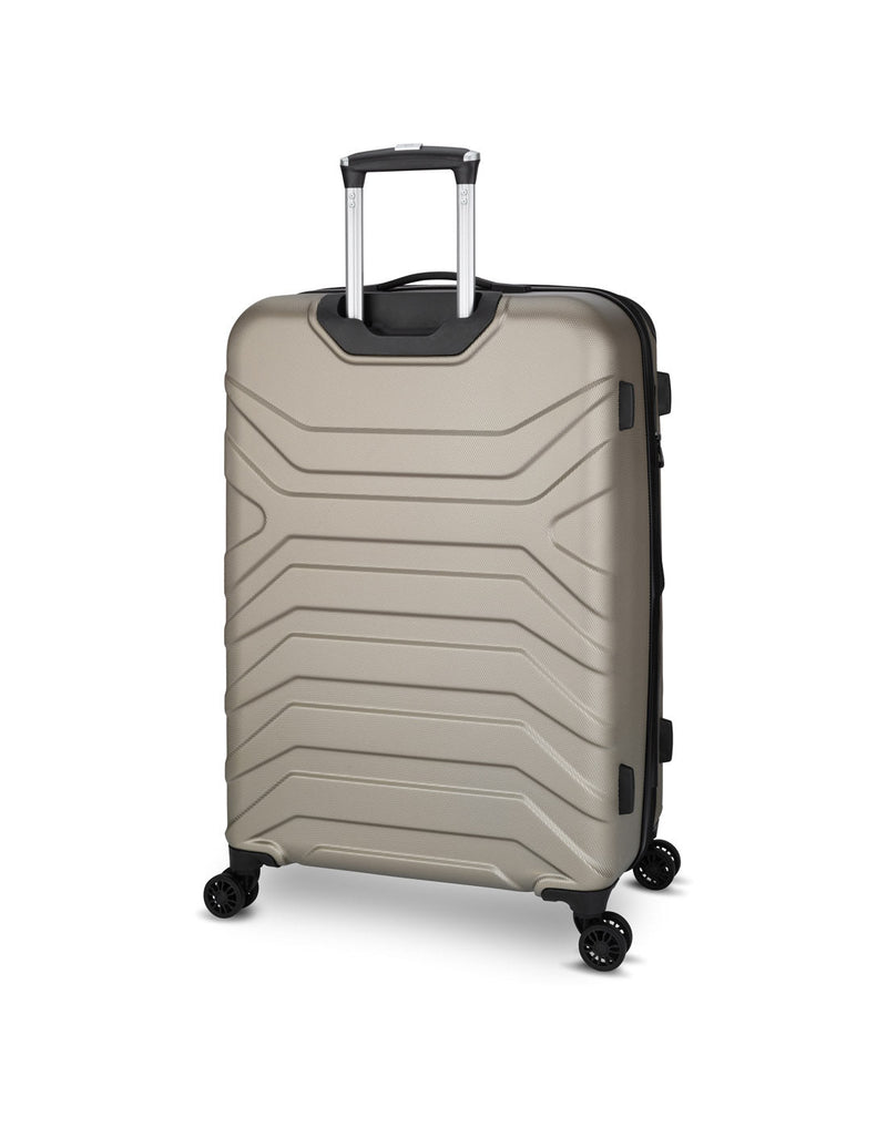 Swiss Gear Fortress 28" Hardside Expandable Spinner in sand colour, back angled view