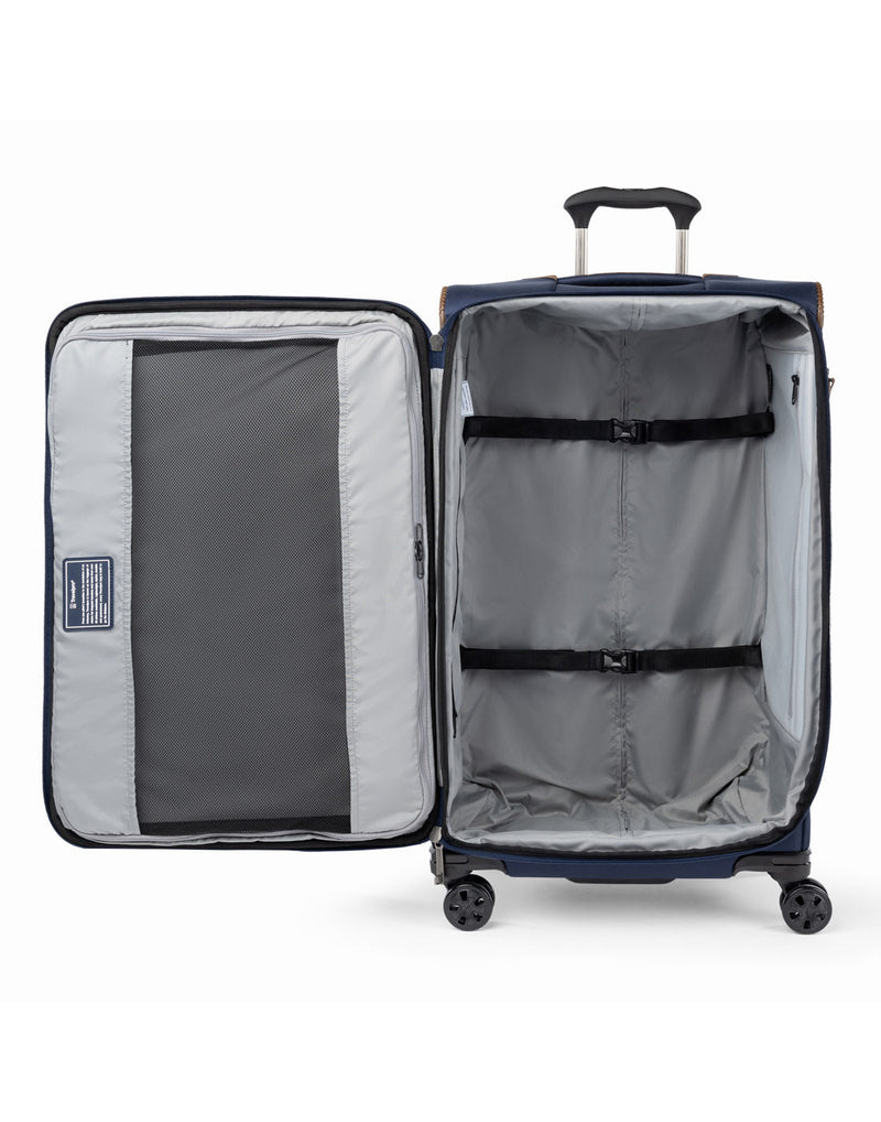 Travelpro Crew™ Classic Large Check-in Expandable Spinner in Patriot Blue, interior view.