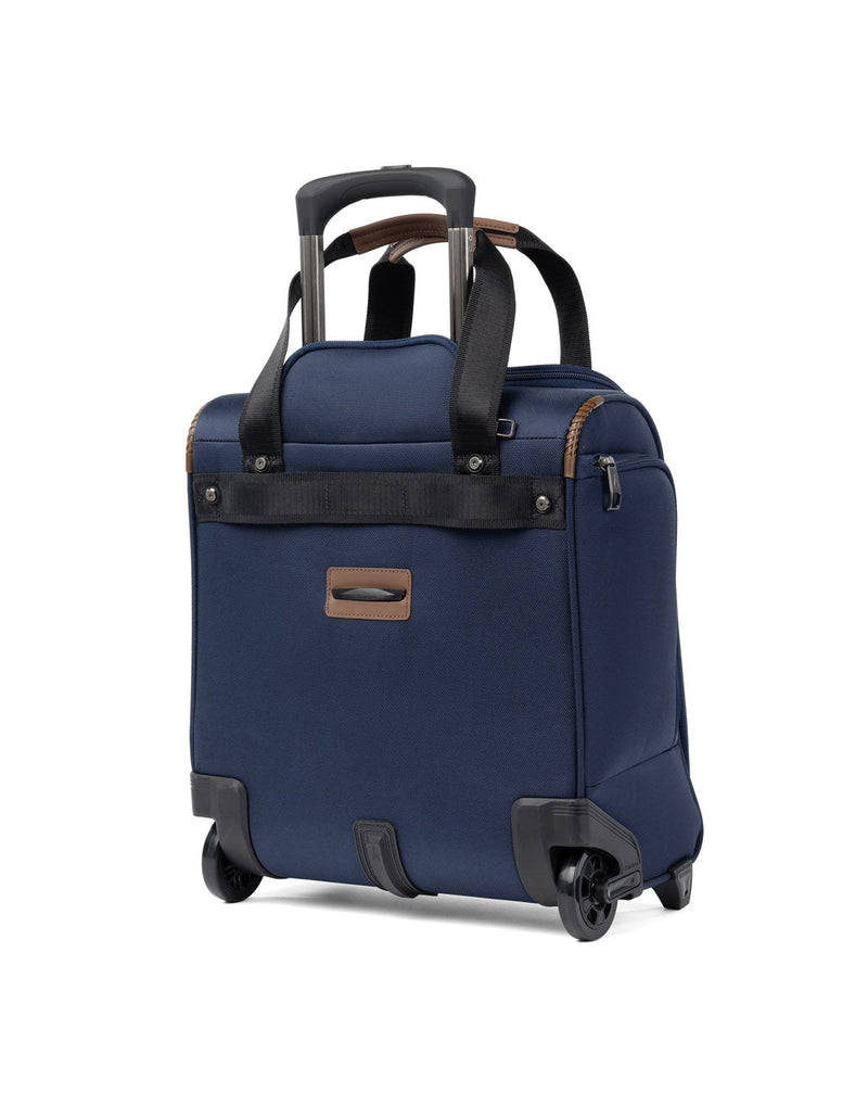 Travelpro Crew™ Classic Rolling Underseat Carry-on in Patriot Blue, back view.