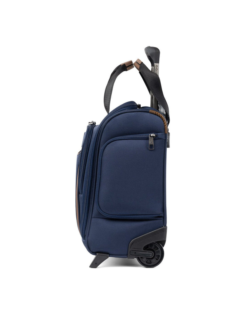 Travelpro Crew™ Classic Rolling Underseat Carry-on in Patriot Blue, side view.