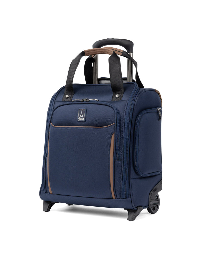 Travelpro Crew™ Classic Rolling Underseat Carry-on in Patriot Blue, partial side view.