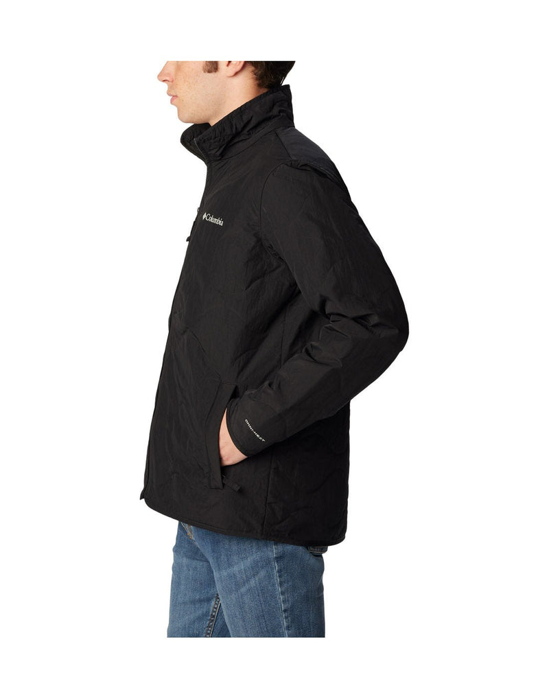 Left side view of a man wearing the Columbia Men's Birchwood™ Jacket in black.