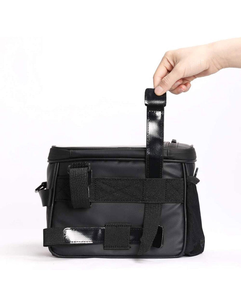 Corsino rover handlebar bag black colour back adjustable straps view