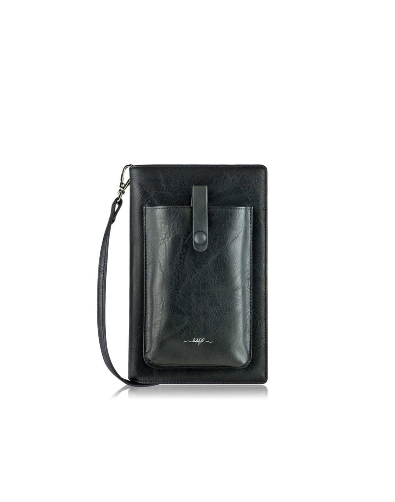 Espe Pastel iSmart Pocket with front pocket with thin snap buttoned strap, black, front view