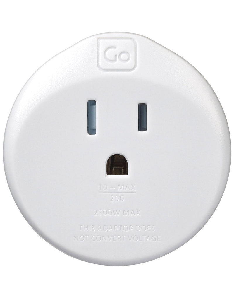 Go Travel USA-EU Grounded Adapter, front view of input socket