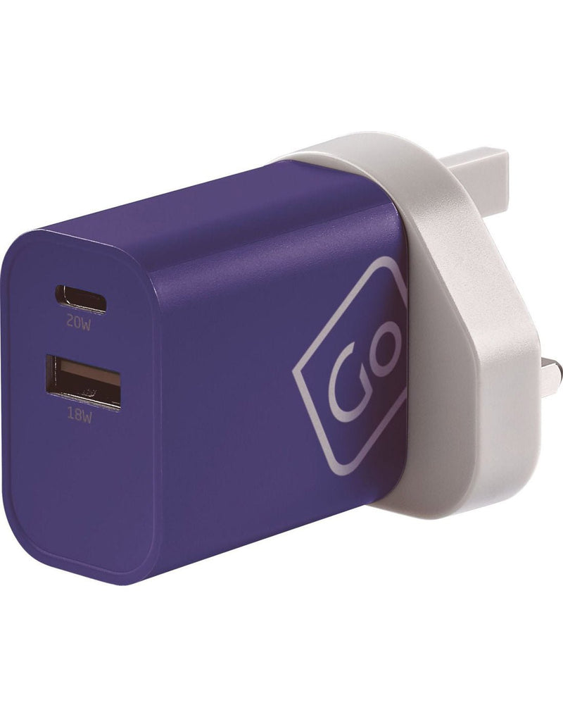 UK adapter plugged into USB charger