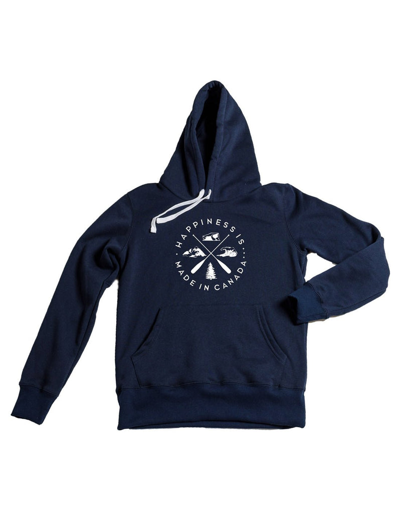 Happiness Is...Unisex Crest Hoodie - navy, front view