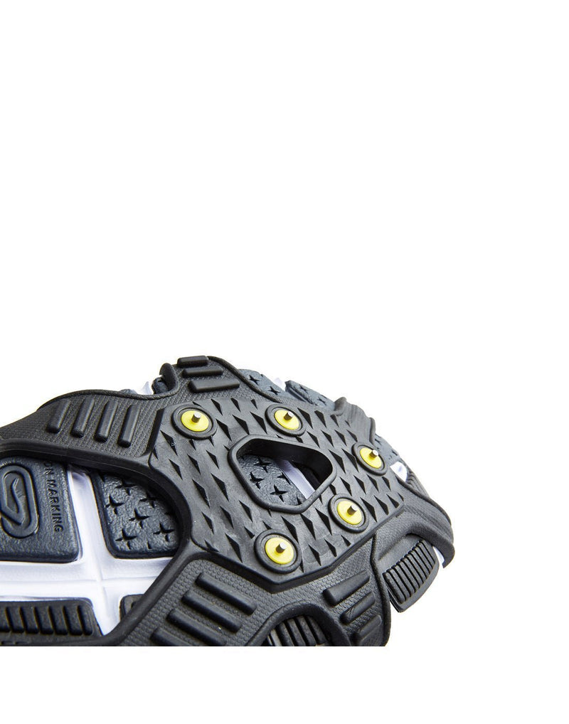 Icetrax V3 tungsten ice cleats with velcro straps close up view