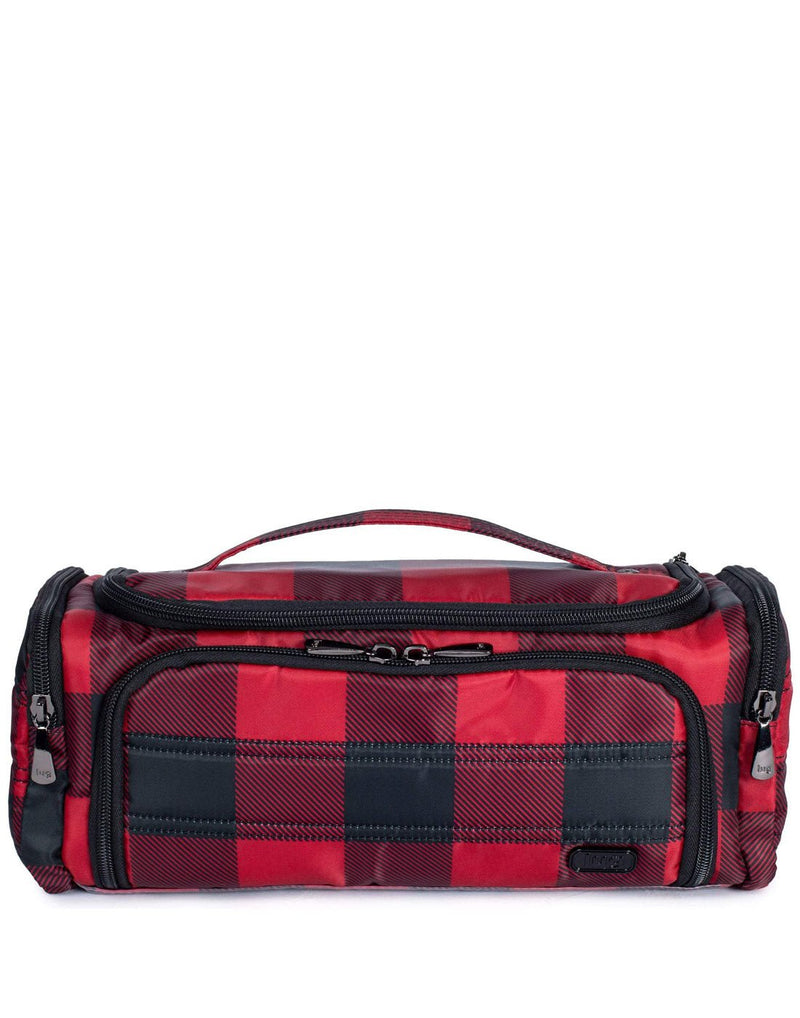 Lug Trolley Cosmetic Case, buffalo check red and black design, front view