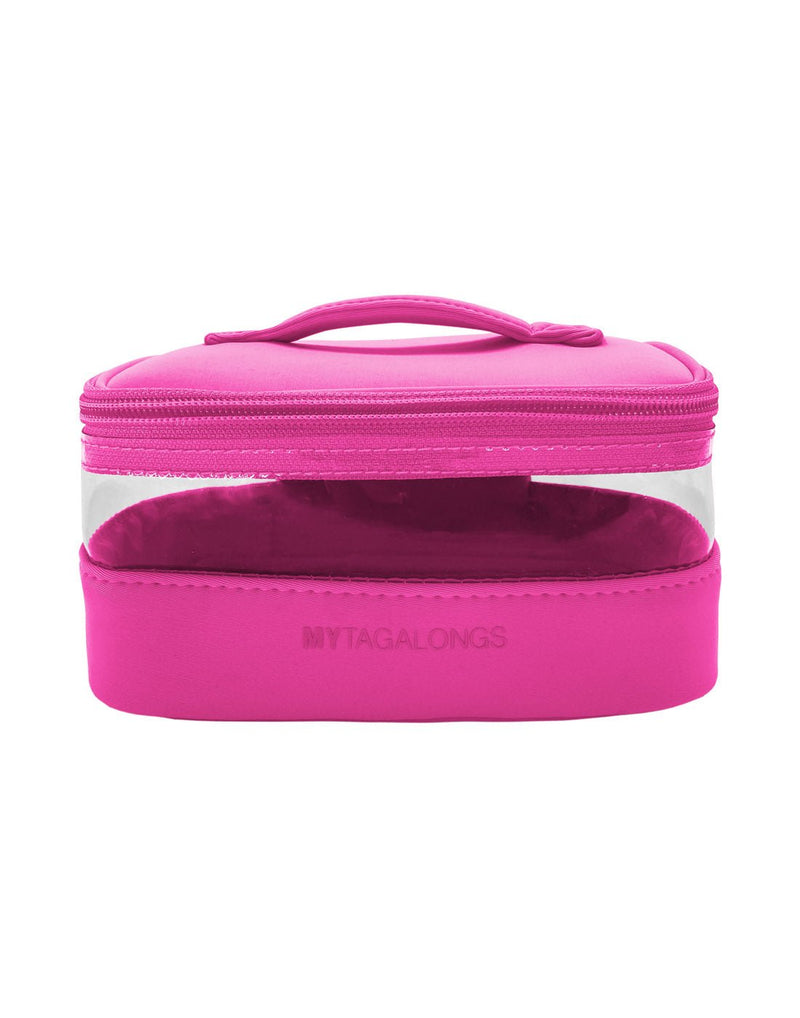 MyTagAlongs Mini Clear Train Case, hot pink, front view