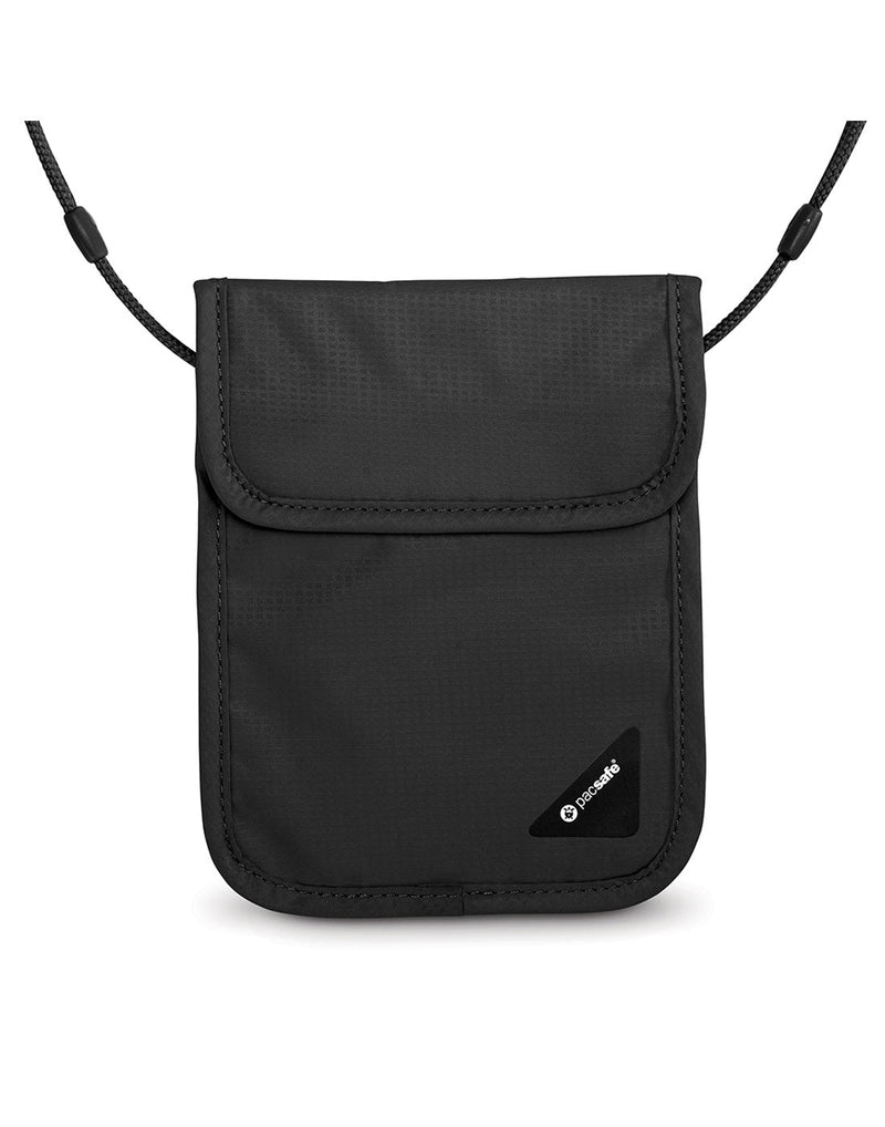 Pacsafe Coversafe® X75 RFID Blocking Security Neck Pouch in black, front view