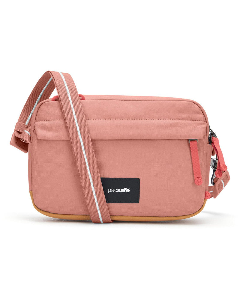 Pacsafe® GO Anti-Theft Crossbody Bag in rose colour front view.