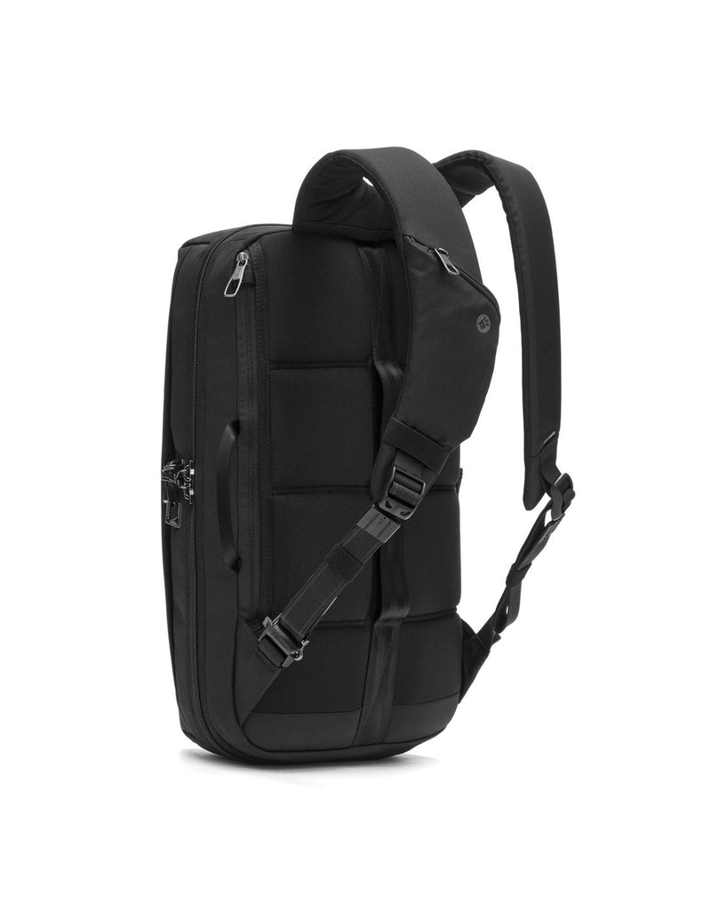 Pacsafe Metrosafe X Anti-Theft 16-Inch Commuter Backpack, black, back angled view