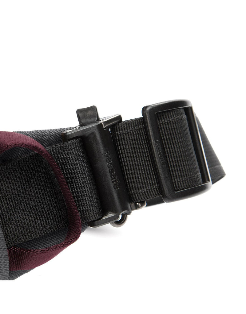 Close up of waist belt security clip