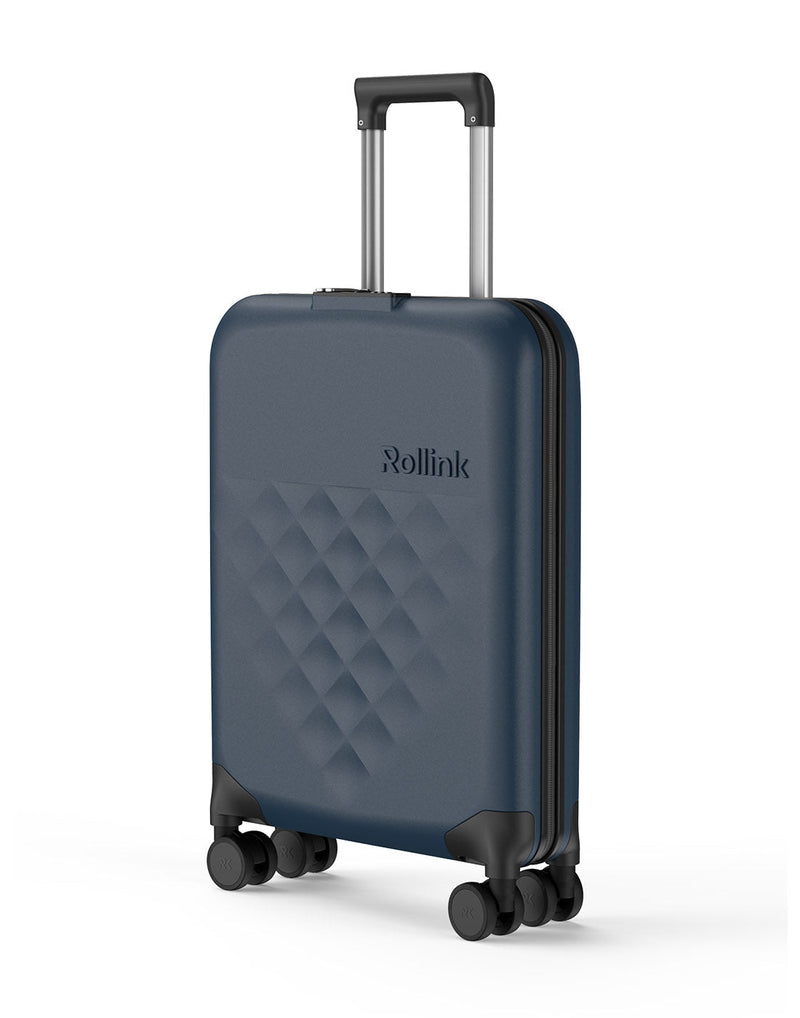 Rollink Flex 360° Carry-On, blue, compressed, front angled view