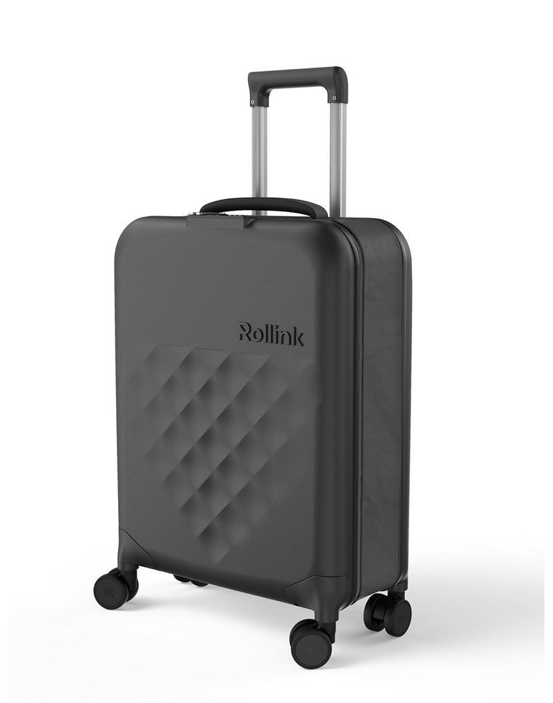 Rollink Flex 360° Carry-On, black, expanded, front angled view