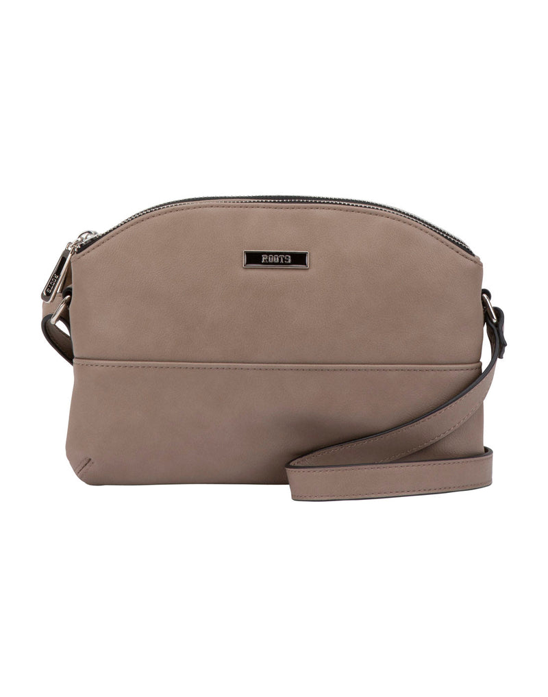 Roots 3-Compartment Rounded Crossbody, taupe, front view