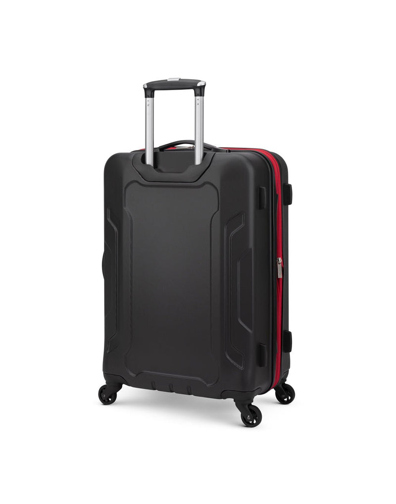 Roots Jasper 24" Hardside Expandable Spinner, black with red zipper, back angled view