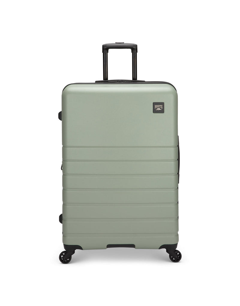 Roots Panorama 28" Hardside Expandable Spinner in seagrass, pale green colour, front view