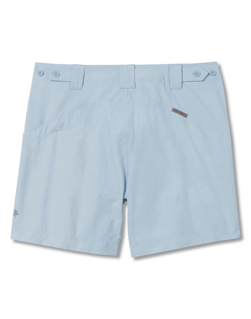 Back view of Royal Robbins Women's Backcountry Pro Shorts in summer sky blue
