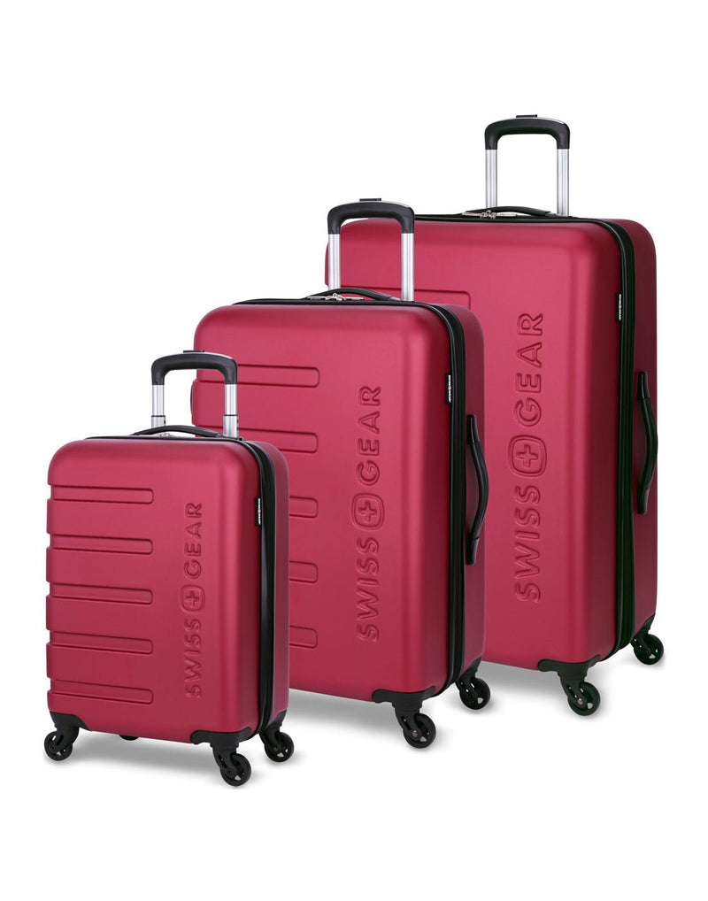 Swiss Gear IL Madone 3-Piece Hardside Spinner Luggage Set in red, front angled view
