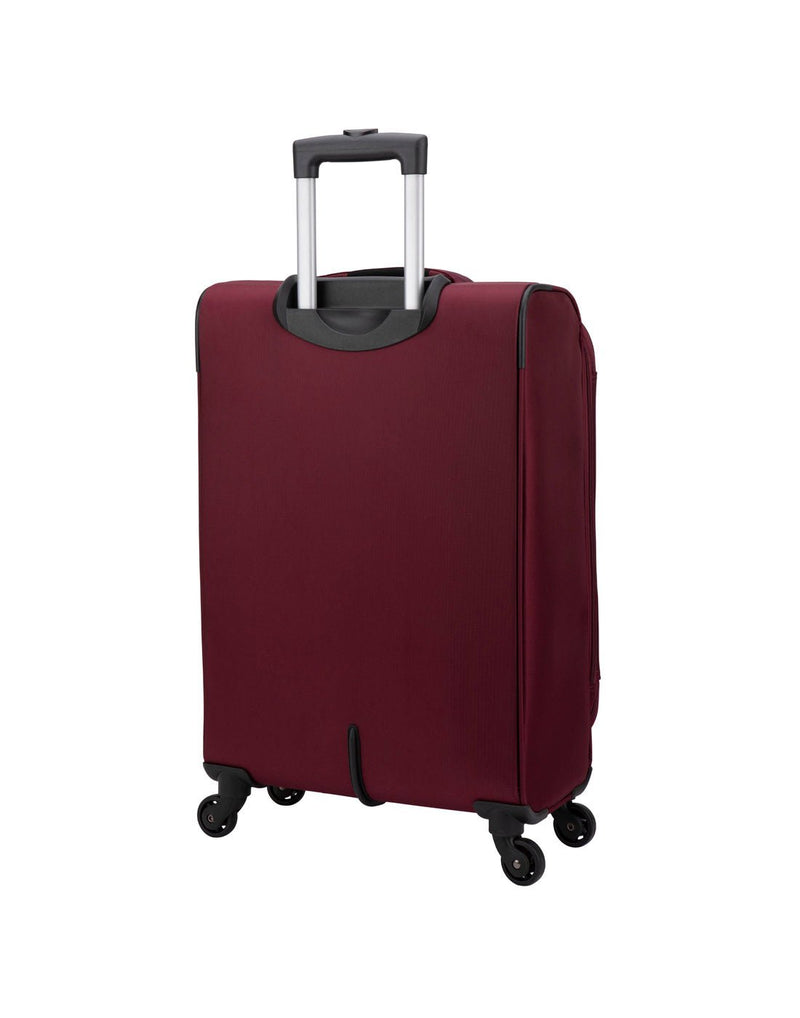 Swiss Gear Luxury 24" Expandable Spinner in burgundy, back angled view