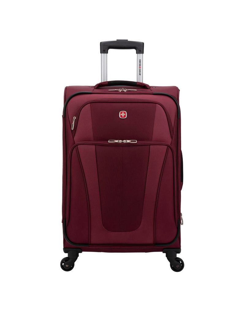 Swiss Gear Luxury 24" Expandable Spinner in burgundy, front view