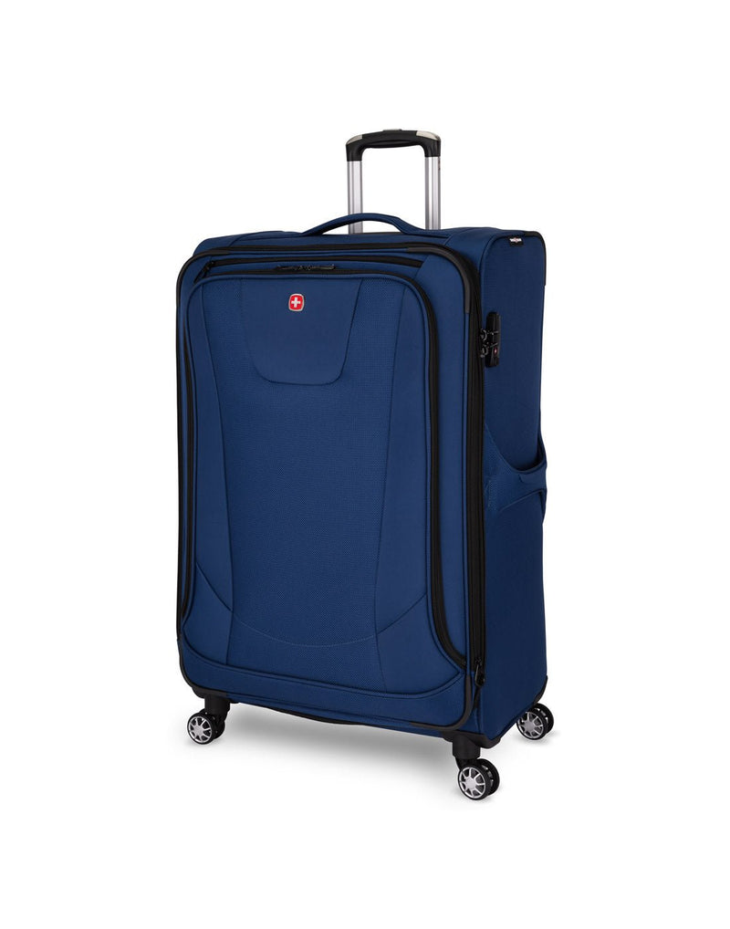 Swiss Gear Neolite III 29" Expandable Spinner, blue with black trim, front angled view