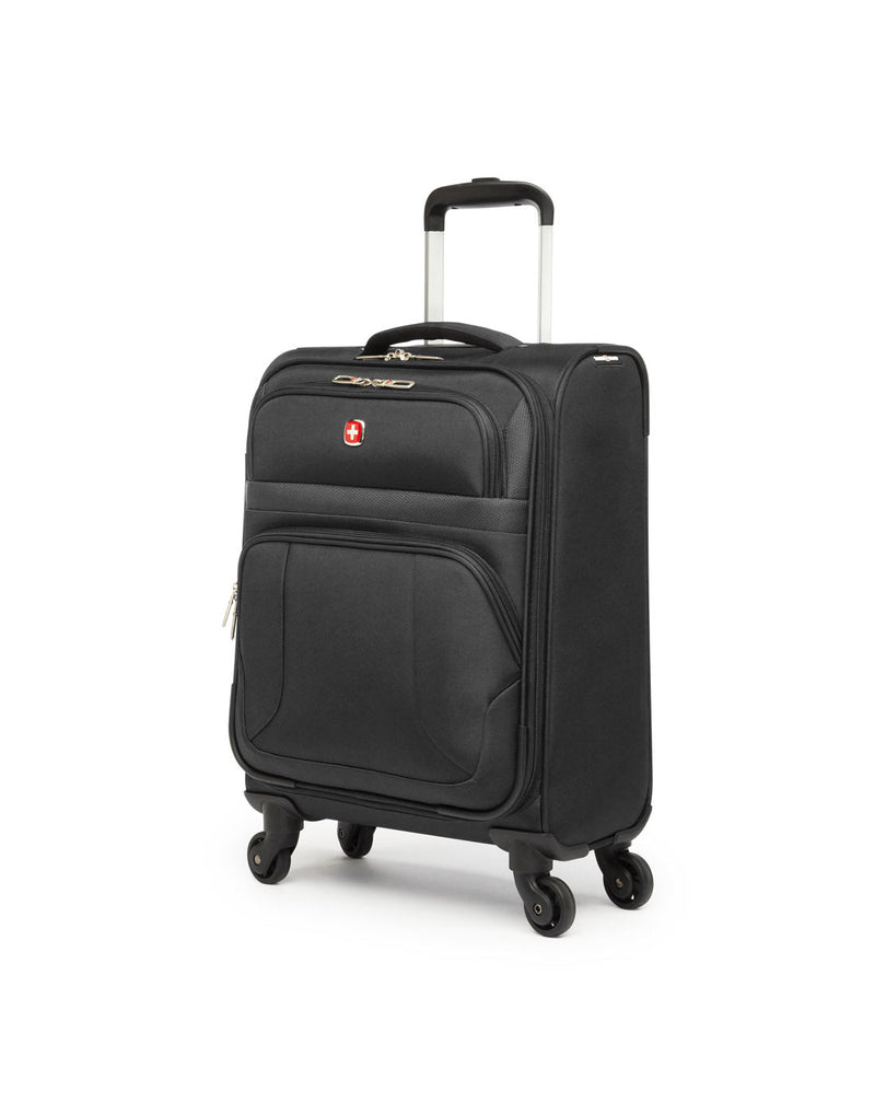 Swiss Gear Round Trip II 19" Carry-on Spinner, black, front angled view