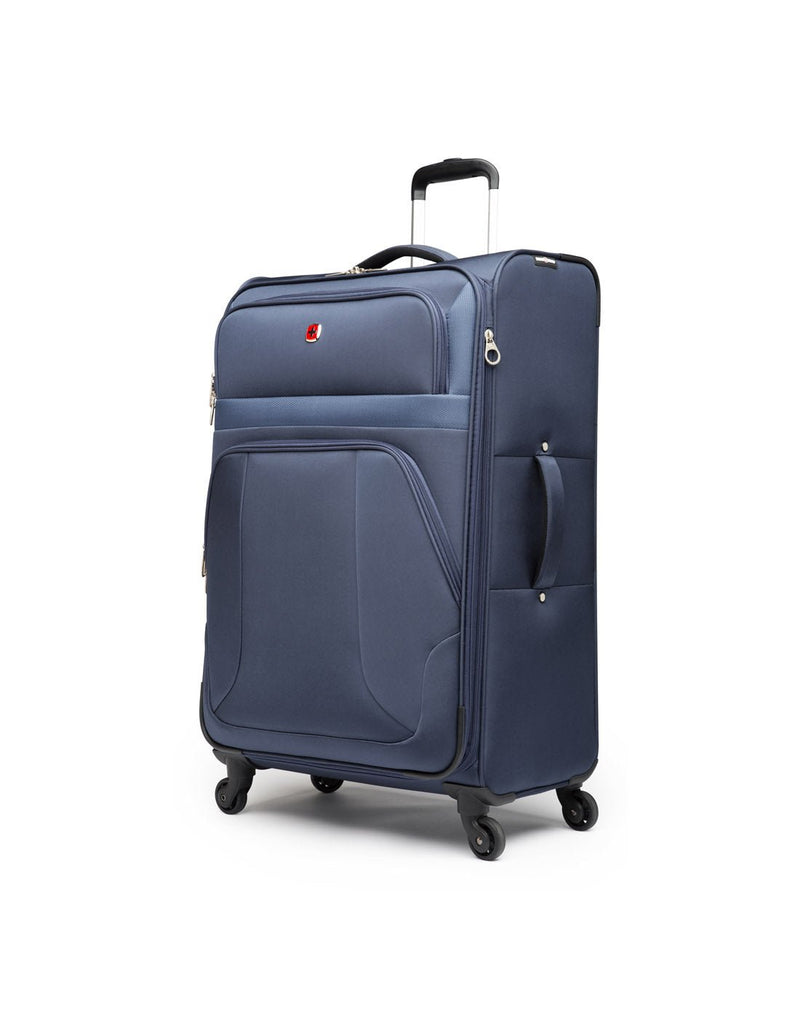 Swiss Gear Round Trip II 28" Expandable Spinner, blue, front angled view