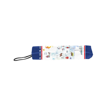 Northern Icons Canada National Landmark Map Folding Umbrella - closed view.