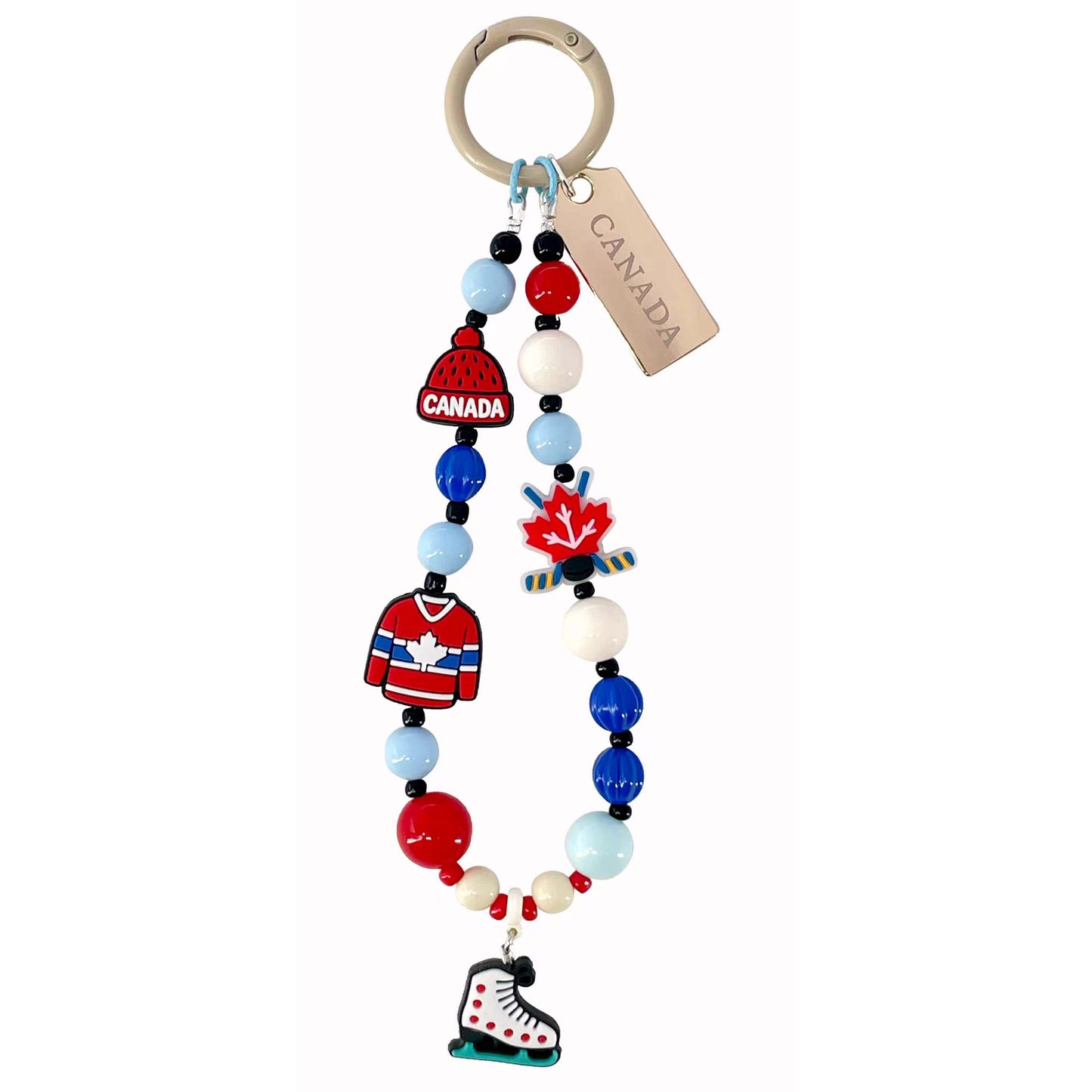 Show Canadian pride with the Northern Icons Hockey North Beaded Bag Charm—perfect for your hockey bag!.