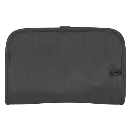 The Travelon Wet/Dry 1 Quart Bag with Bottles and Jars is a TSA compliant, zippered black pouch for toiletries.