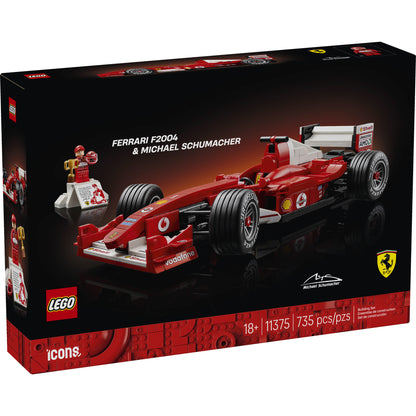 Build the LEGO® Ferrari F2004 & Michael Schumacher (ONLINE ONLY) set—735 pieces, ages 18+, by LEGO.