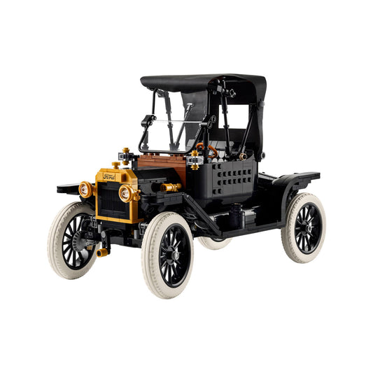 Product Image – LEGO® Ford Model T - ONLINE ONLY by LEGO, features black roof, white tires; front-left vintage car display.