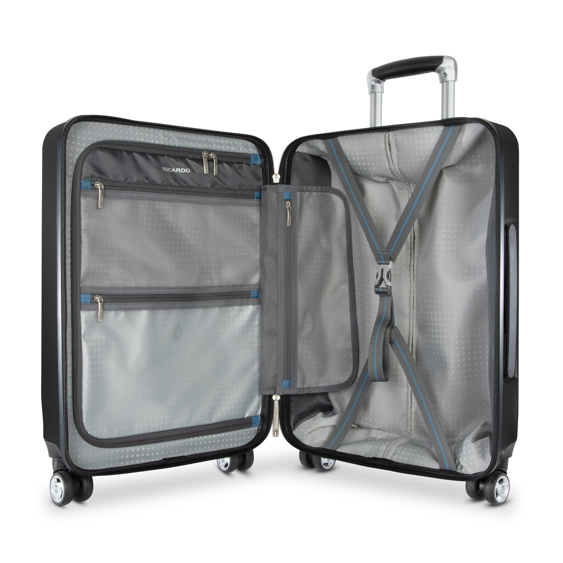 Ricardo Beverly Hills Melrose 20" Hardside Spinner is a lightweight carry-on with organized compartments and straps.