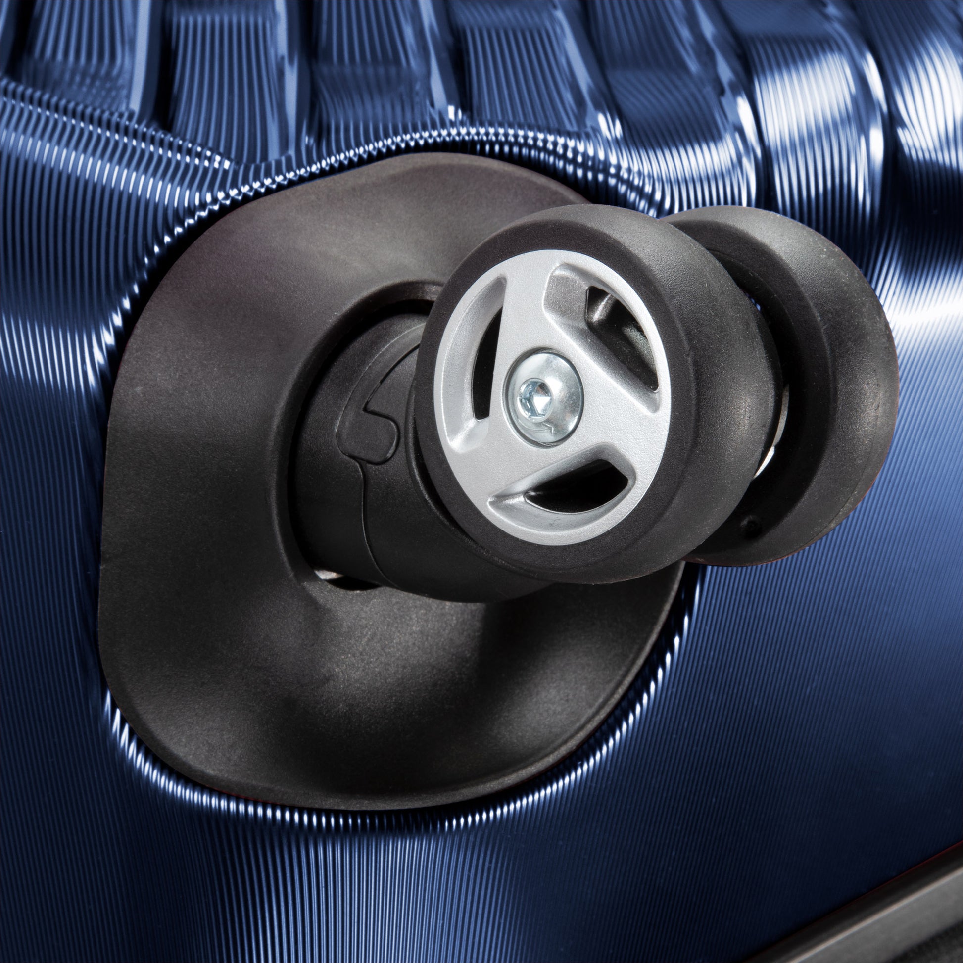 Close-up of a Ricardo Beverly Hills Melrose 20" Hardside Spinner Carry-on luggage wheel.
