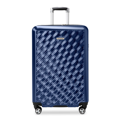 Ricardo Beverly Hills Melrose 25" blue polycarbonate spinner luggage with 4 wheels and telescoping handle.