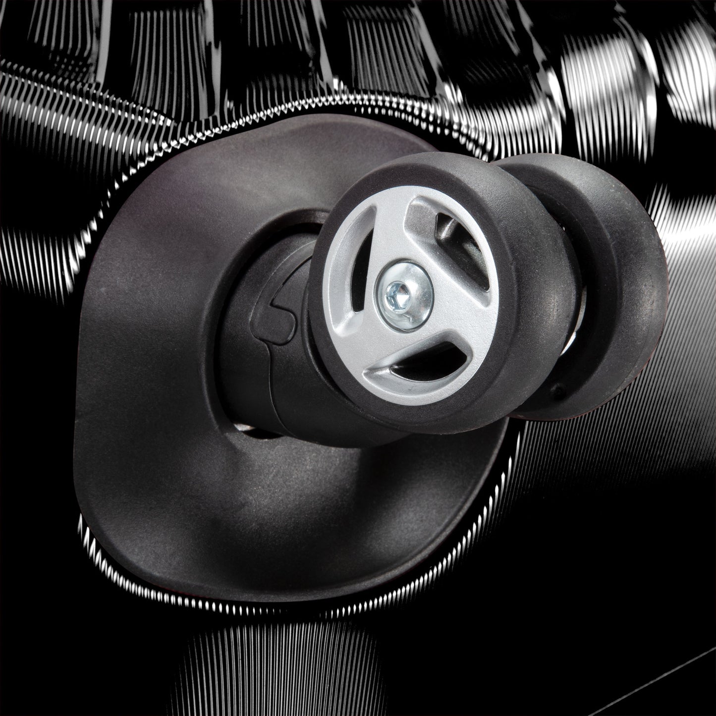 Close-up of a wheel on the Ricardo Beverly Hills Melrose 29" Hardside Large Expandable Spinner luggage.