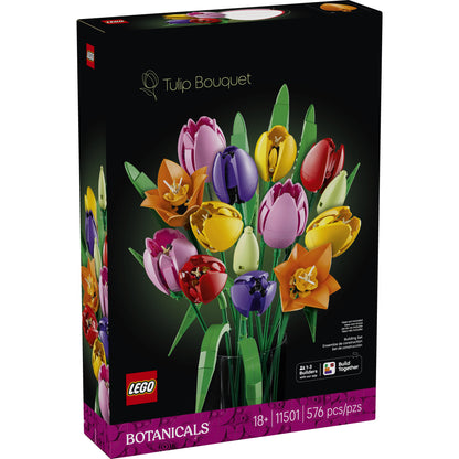 LEGO® Tulip Bouquet - ONLINE ONLY: 576-piece colorful tulips set, home decor for ages 18+, by LEGO.