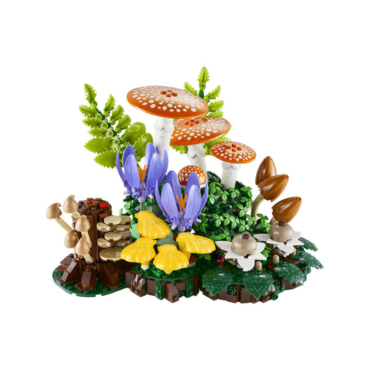 Product Image – LEGO® Woodland Mushrooms set features charming mushrooms on a vibrant green forest floor.