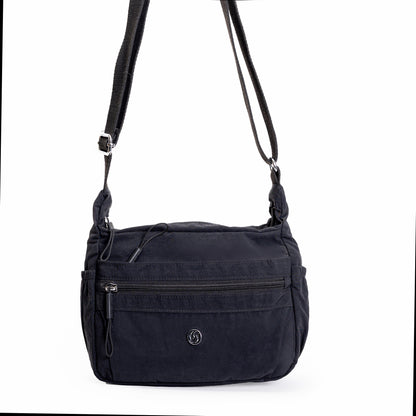 Miss Caprice Multi-zip Small Hobo Crossbody for women, adjustable strap, ideal for travel, shown on white.