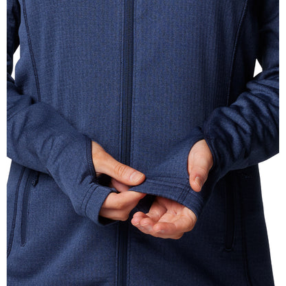 Close up of thumb holes on sleeves of collegiate navy Columbia Women's Park View™ Grid Full Zip Fleece Jacket