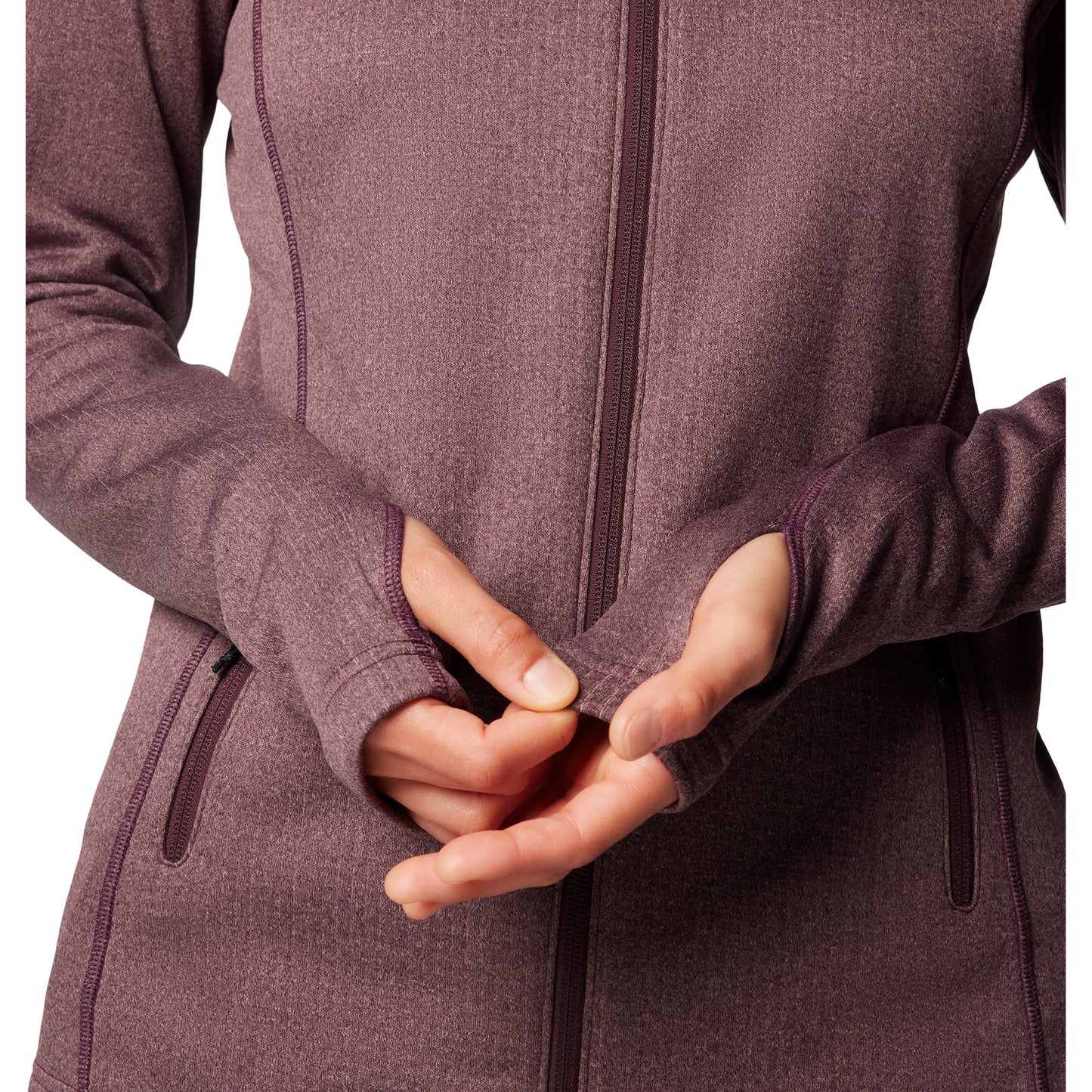 Close up of thumb holes in sleeves of moonvista Columbia Women's Park View™ Grid Full Zip Fleece Jacket