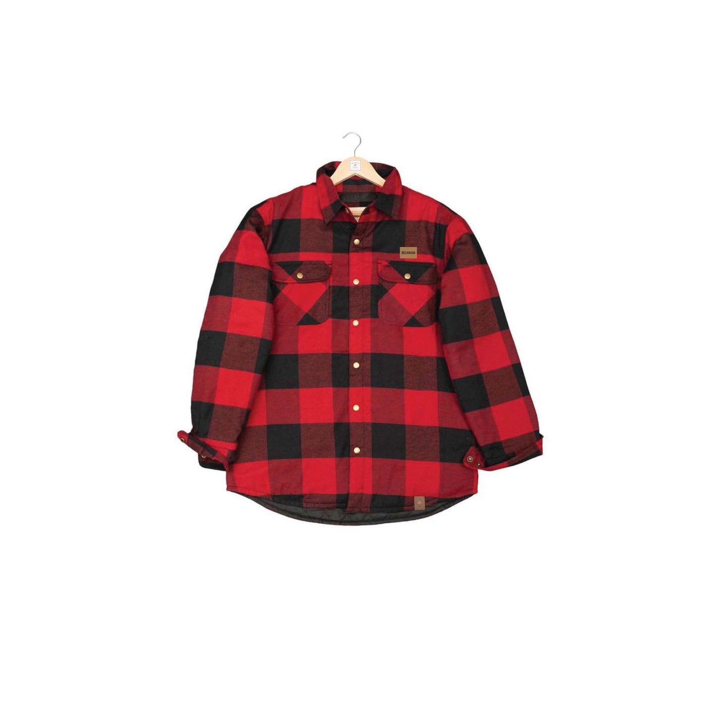 North & Oak Shacket in black and red plaid, front view