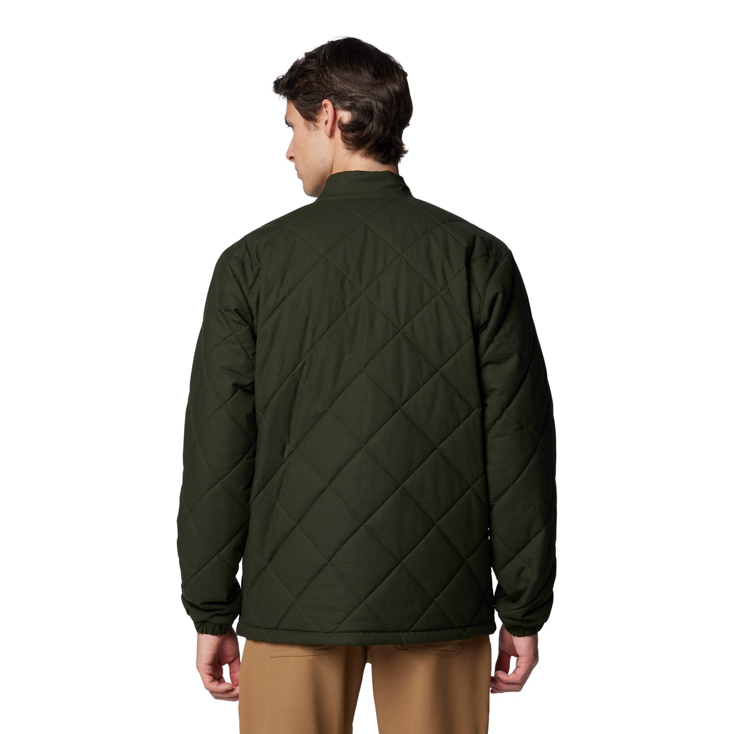 Man wearing Columbia Men's Rad Padded™ Jacket in greenscape colour, back view