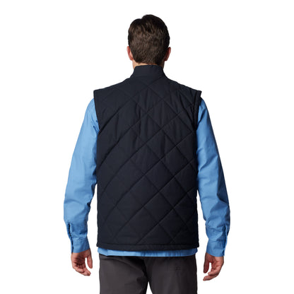 Man wearing Columbia Men's Rad Padded™ Vest in black, back view