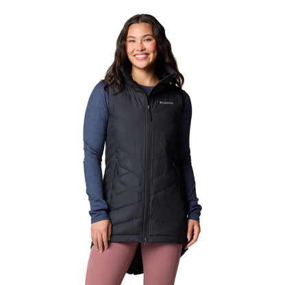 Woman wearing Columbia Women's Heavenly™ II Long Vest in black, front view