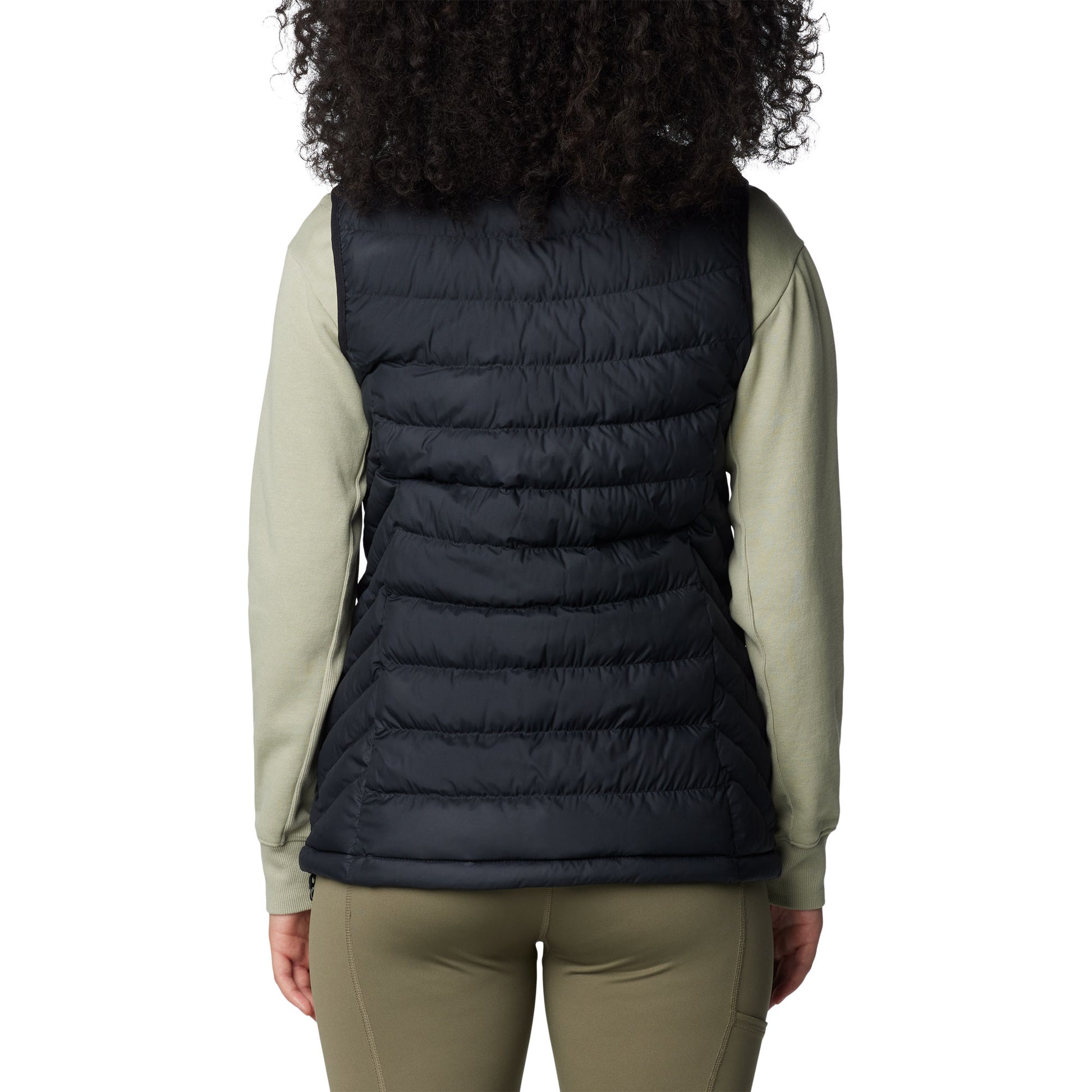 Woman wearing Columbia Women's Powder Lite™ II Vest in black, back view