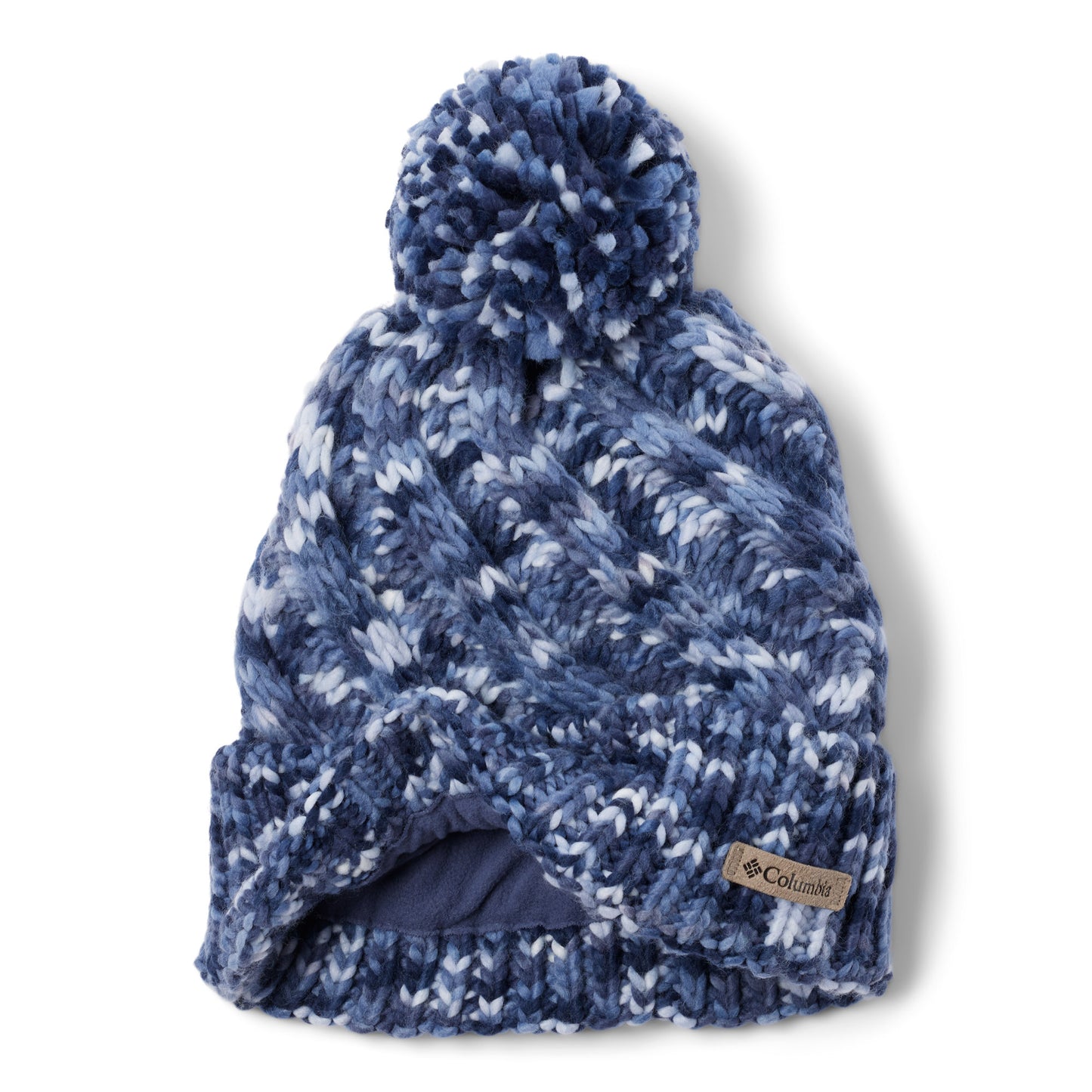 Columbia Women's Bundle Up™ II Beanie, navy ombre, flat view, front with cuff pulled up slightly to show fleece lining